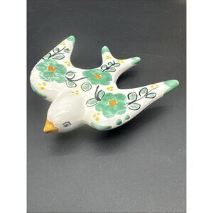 Vintage Handpainted Floral Flower Swallow Bird Folk Art Wall Decor